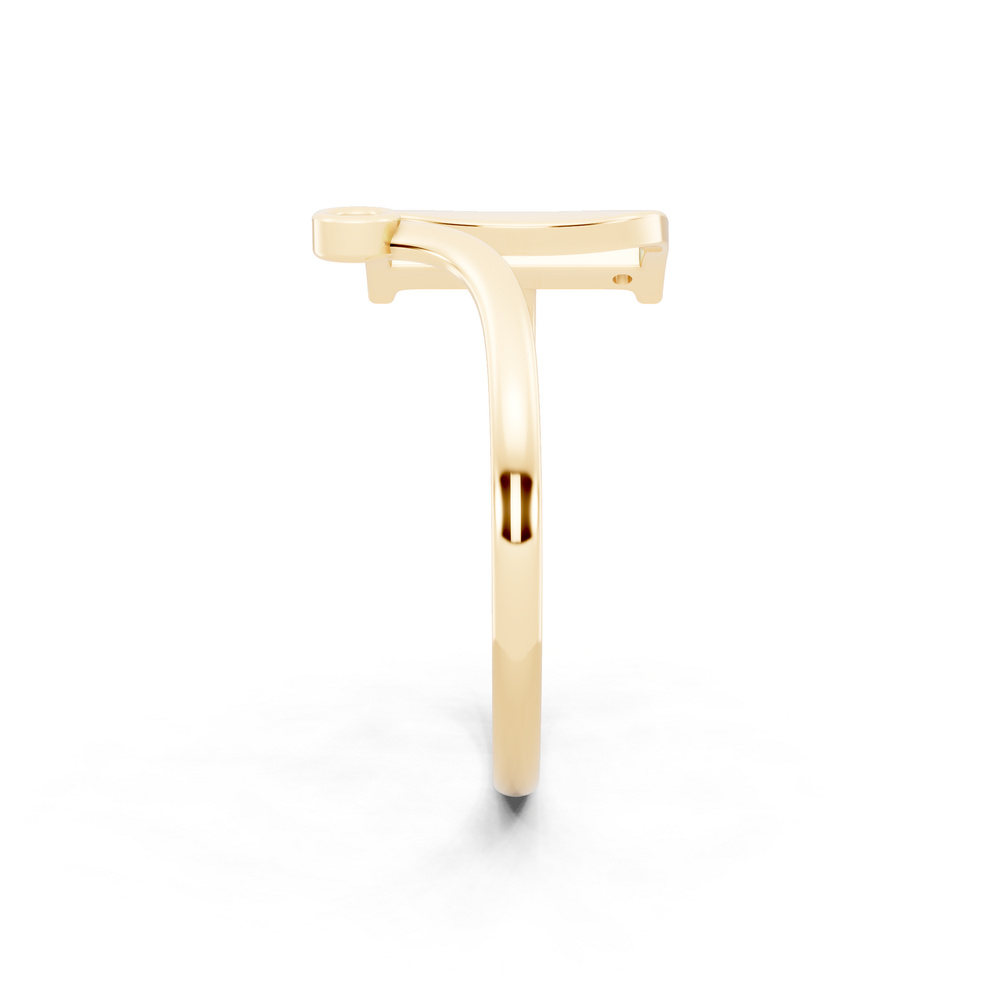 Premium Yellow Gold Tone D Initial Open Ring with Refined White Stone Accents