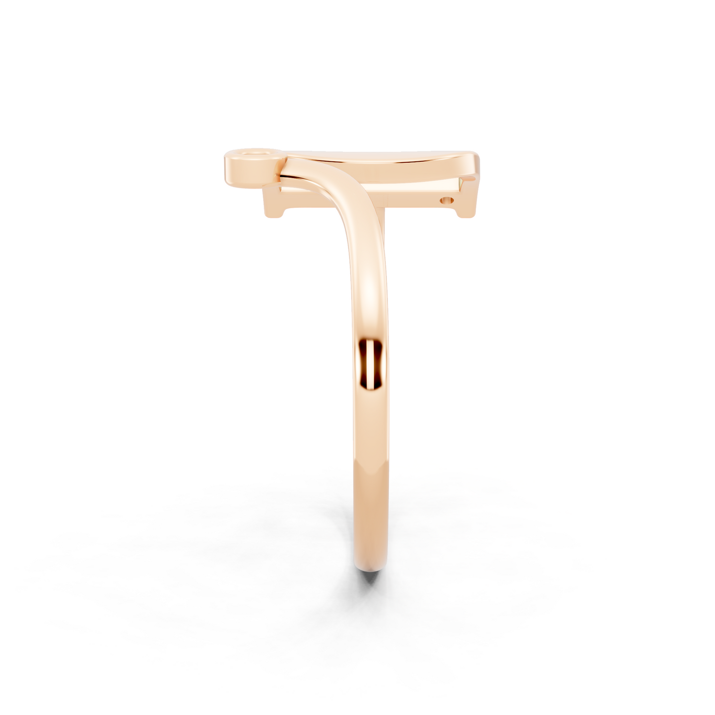 Premium Rose Gold Tone D Initial Open Ring with Refined White Stone Accents