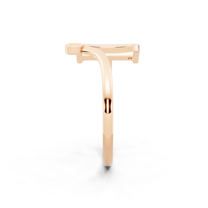 Premium Rose Gold Tone D Initial Open Ring with Refined White Stone Accents
