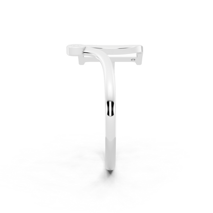 Premium White Gold Tone D Initial Open Ring with Refined White Stone Accents