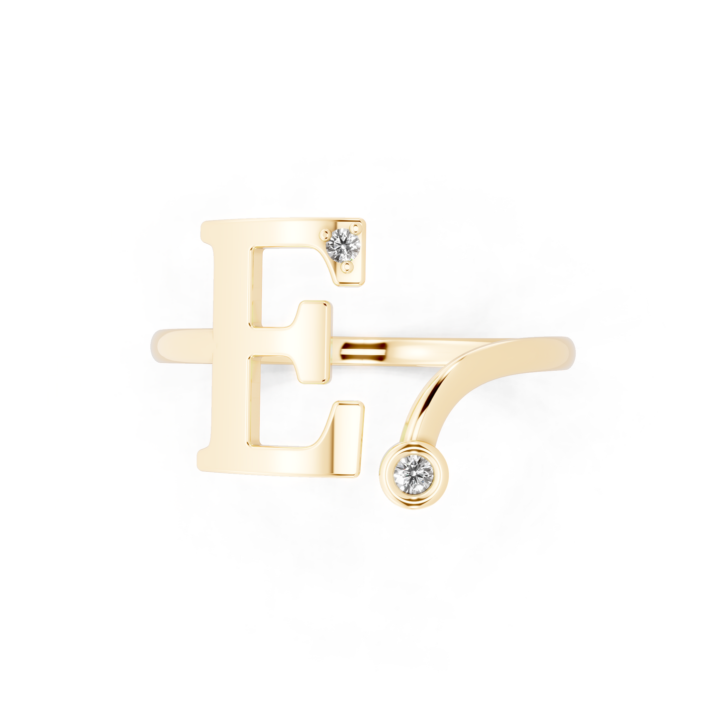 Yellow Gold Initial F Diamond Ring - Elegant Monogram Statement Ring for Women • Modern