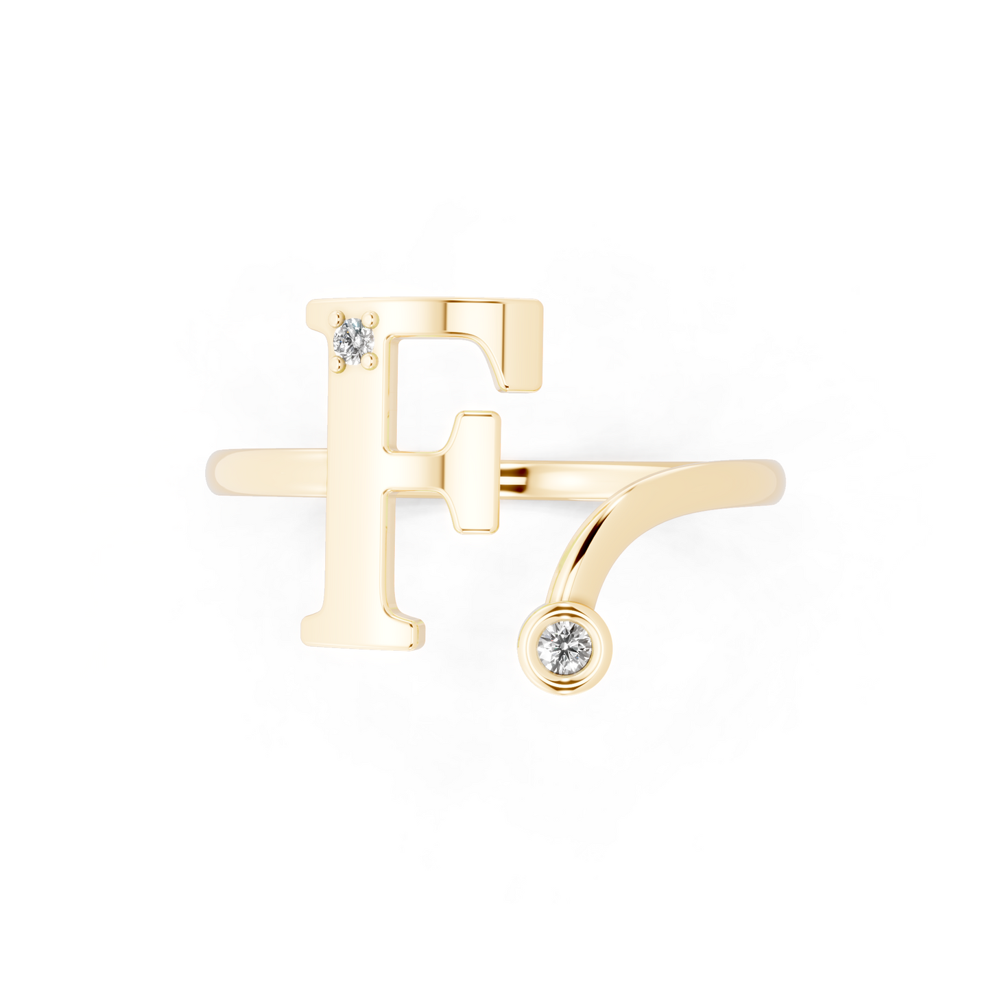 Luxury Yellow Gold Monogram Ring – Diamond Accent Initial Ring for Everyday Elegance