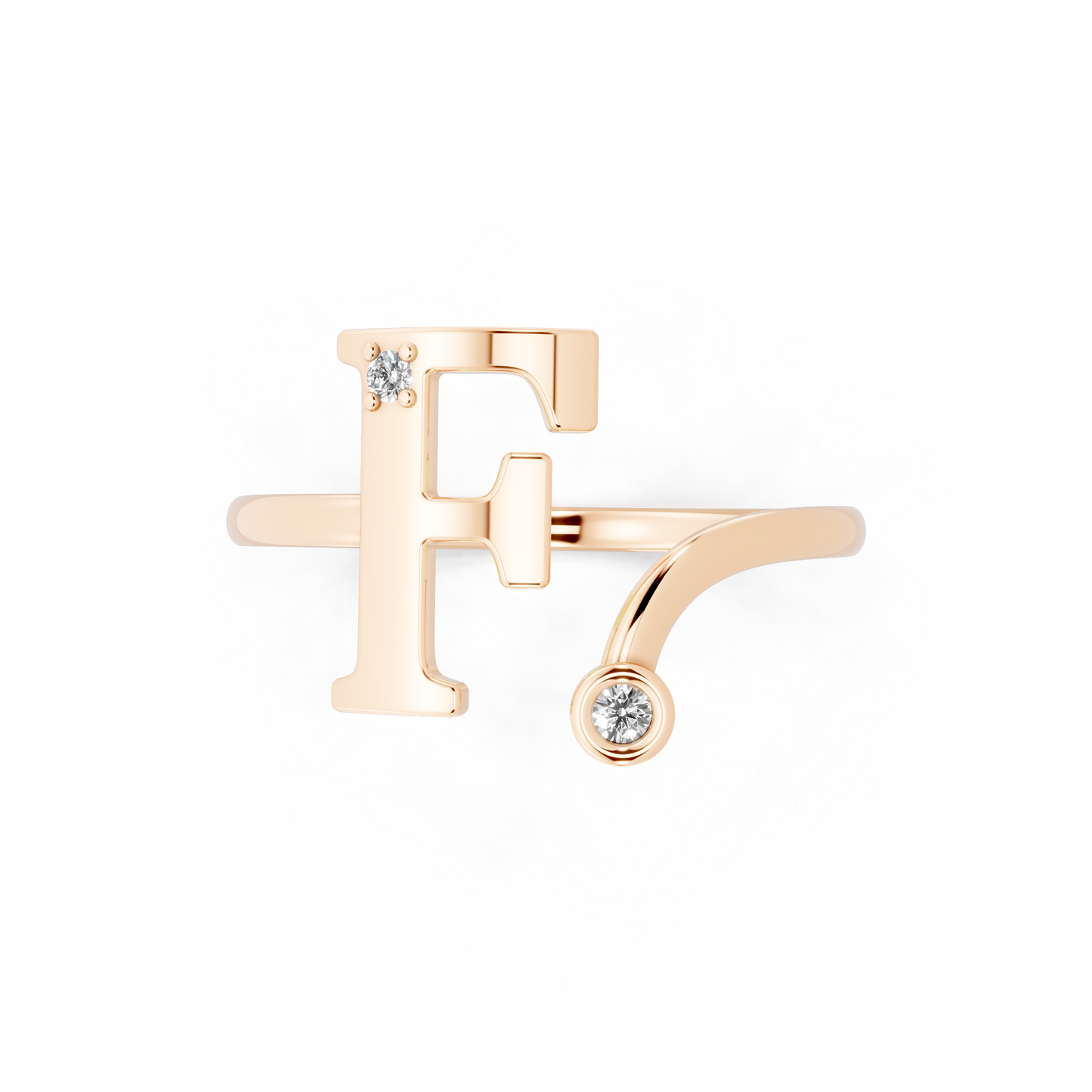 Luxury Rose Gold Monogram Ring – Diamond Accent Initial Ring for Everyday Elegance