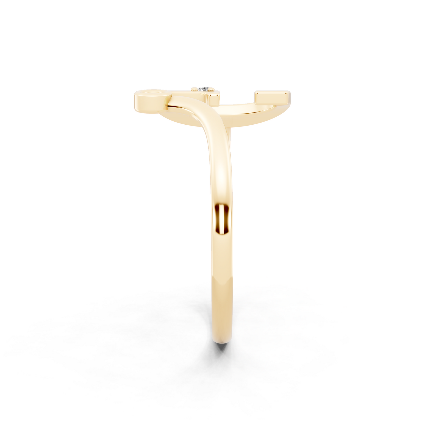 Yellow Gold Initial Diamond Ring - Elegant Alphabet Statement Ring for Modern Luxury Styling