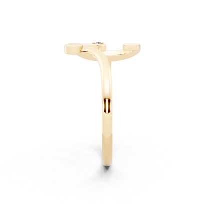 Yellow Gold Initial Diamond Ring - Elegant Alphabet Statement Ring for Modern Luxury Styling