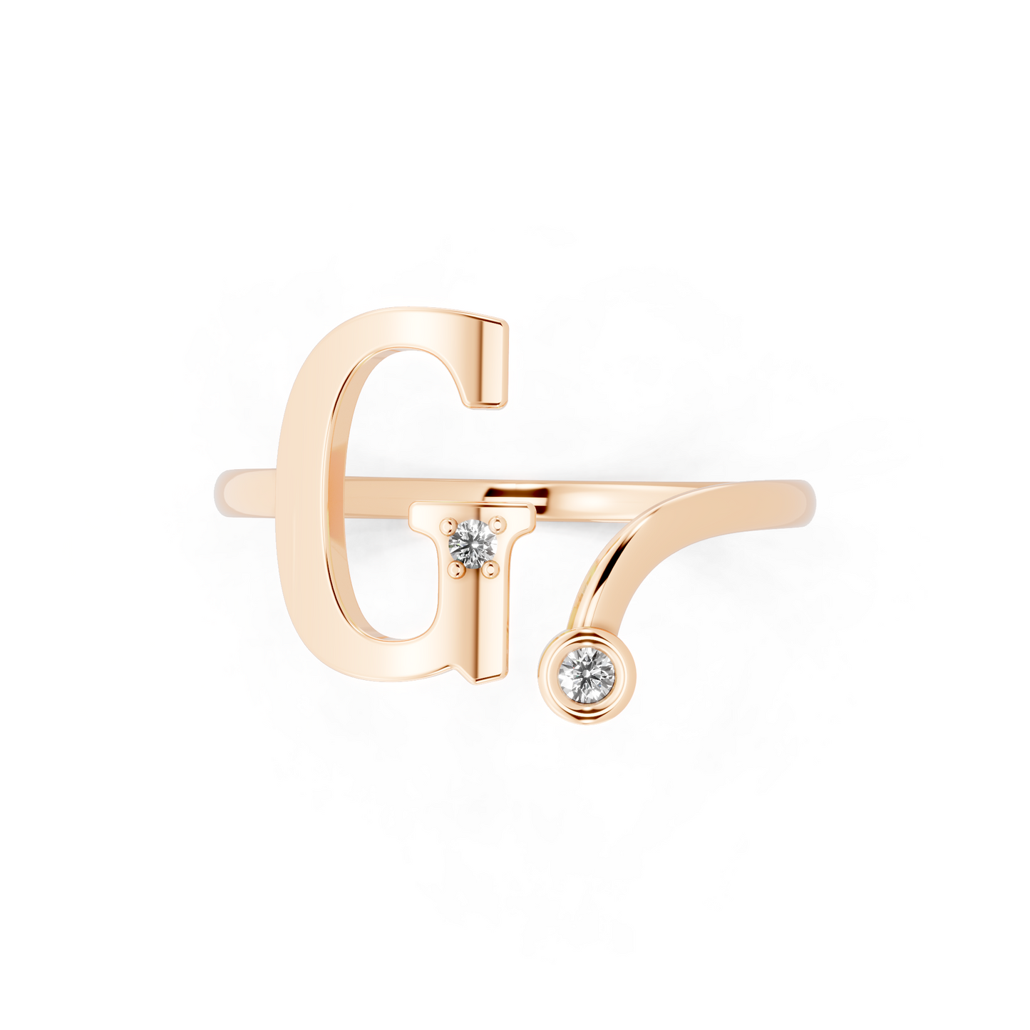 Rose Gold Initial Diamond Ring - Elegant Alphabet Statement Ring for Modern Luxury Styling