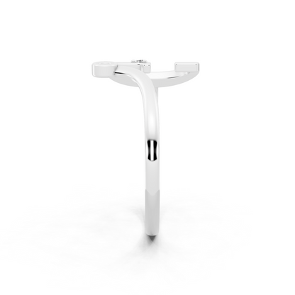 White Gold Initial Diamond Ring - Elegant Alphabet Statement Ring for Modern Luxury Styling