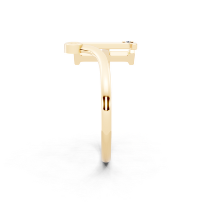 Yellow Gold Initial H Diamond Ring - Elegant Monogram Statement Jewellery
