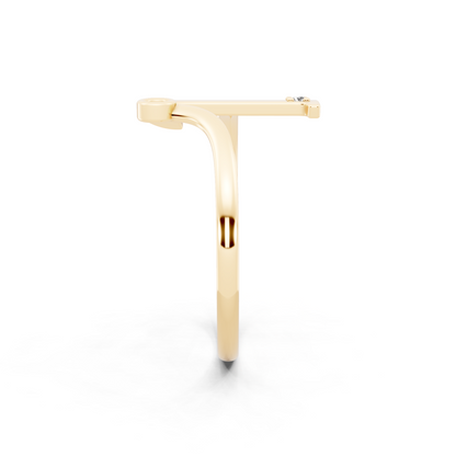 Yellow Gold Initial J Diamond Ring - Modern Bypass Monogram Fine Jewellery