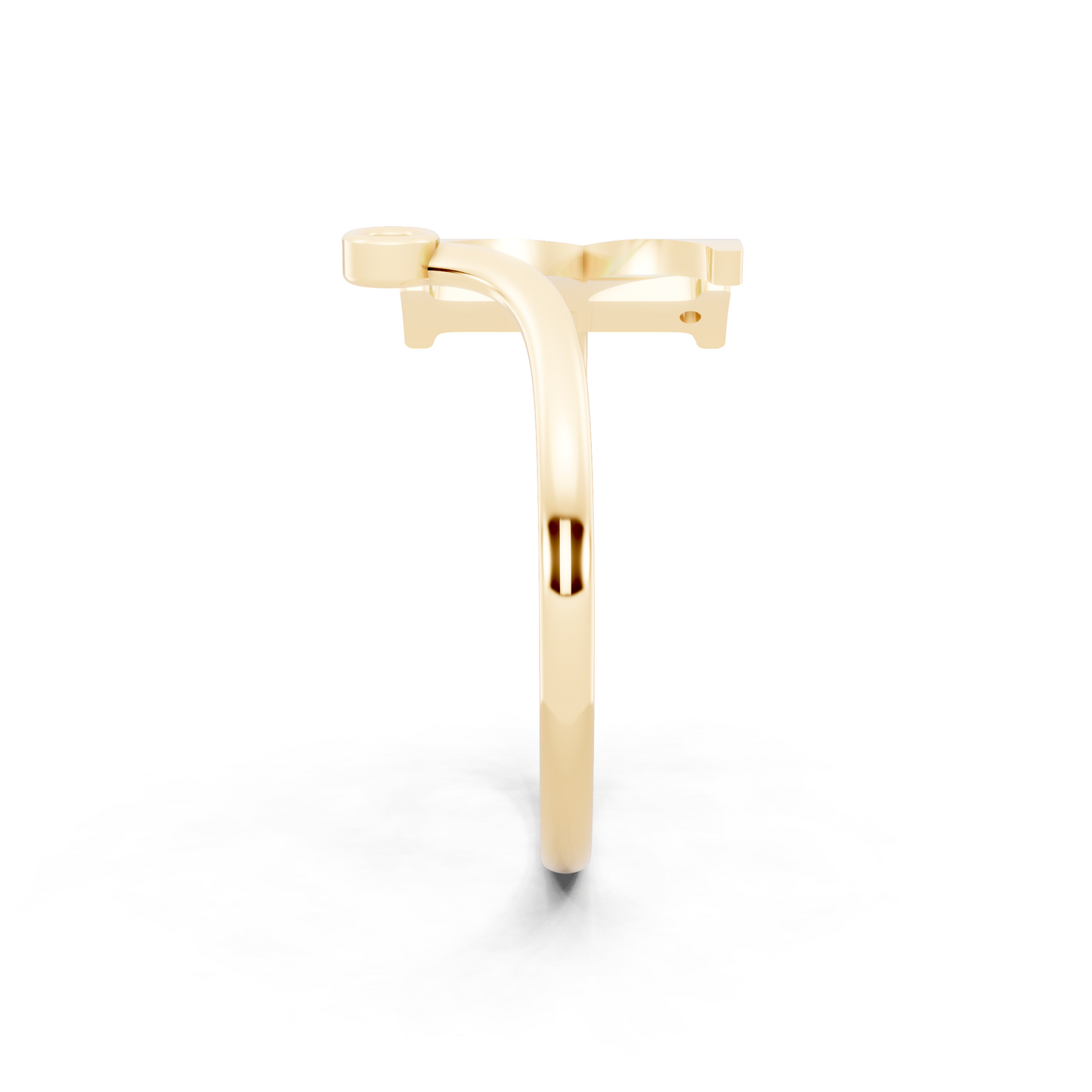 Yellow Gold K Initial Ring with Lab Grown Diamond Accents - Sculptural Monogram Statement Ring