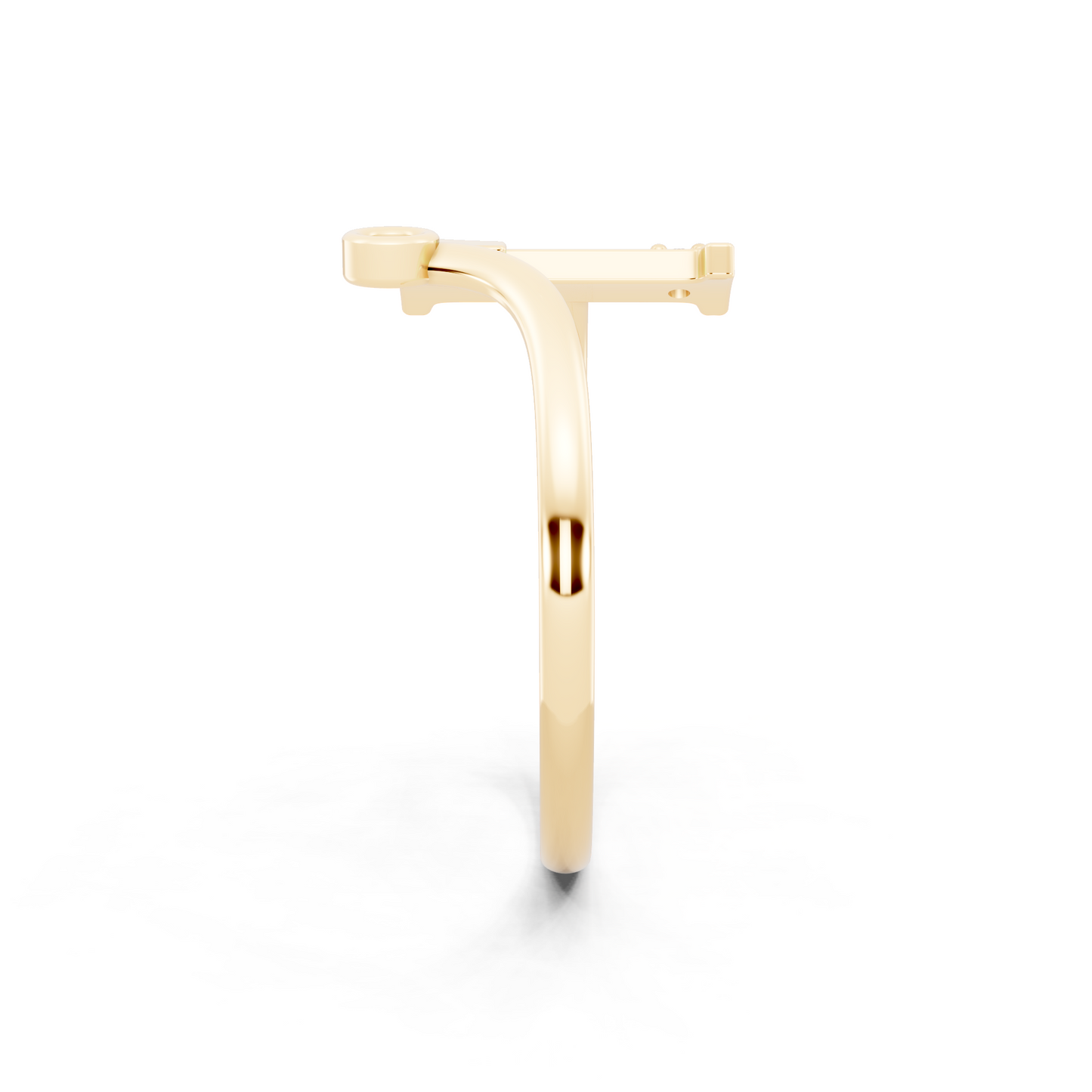 Yellow Gold Letter L  Lab Grown Diamond Ring – Modern Initial Statement Ring with Bezel Accent