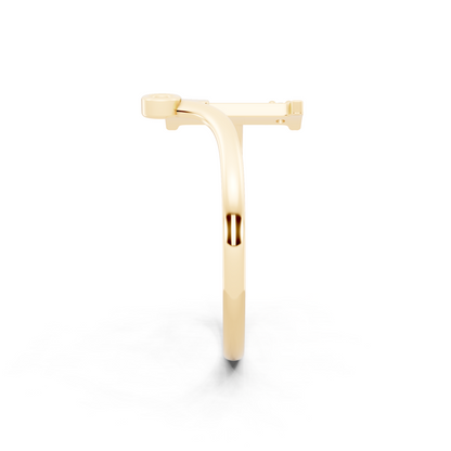 Yellow Gold Letter L  Lab Grown Diamond Ring – Modern Initial Statement Ring with Bezel Accent