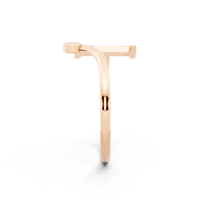 Rose Gold Letter L  Lab Grown Diamond Ring – Modern Initial Statement Ring with Bezel Accent