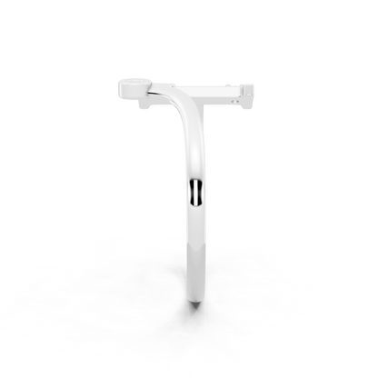 White Gold Letter L  Lab Grown Diamond Ring – Modern Initial Statement Ring with Bezel Accent