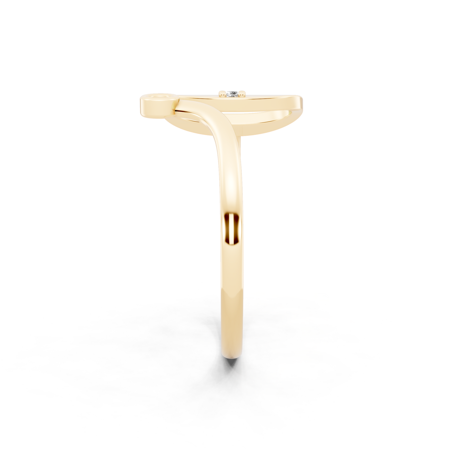 Yellow Gold Sculptural Open Diamond Ring - Modern Statement Elegance