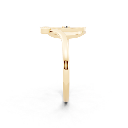Yellow Gold Sculptural Open Diamond Ring - Modern Statement Elegance