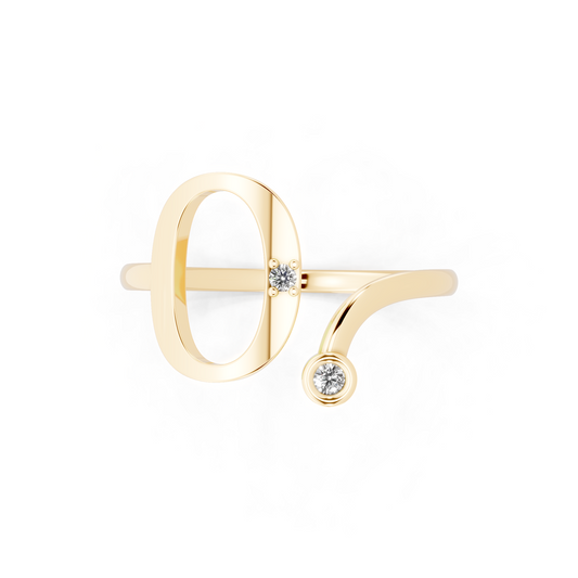 Yellow Gold Sculptural Open Diamond Ring - Modern Statement Elegance