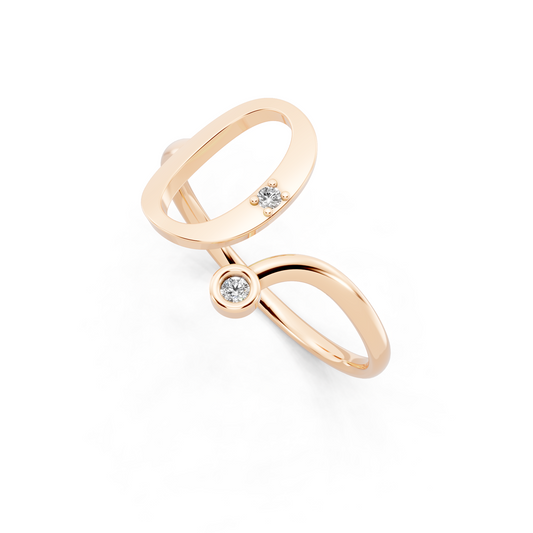Rose Gold Sculptural Open Diamond Ring - Modern Statement Elegance