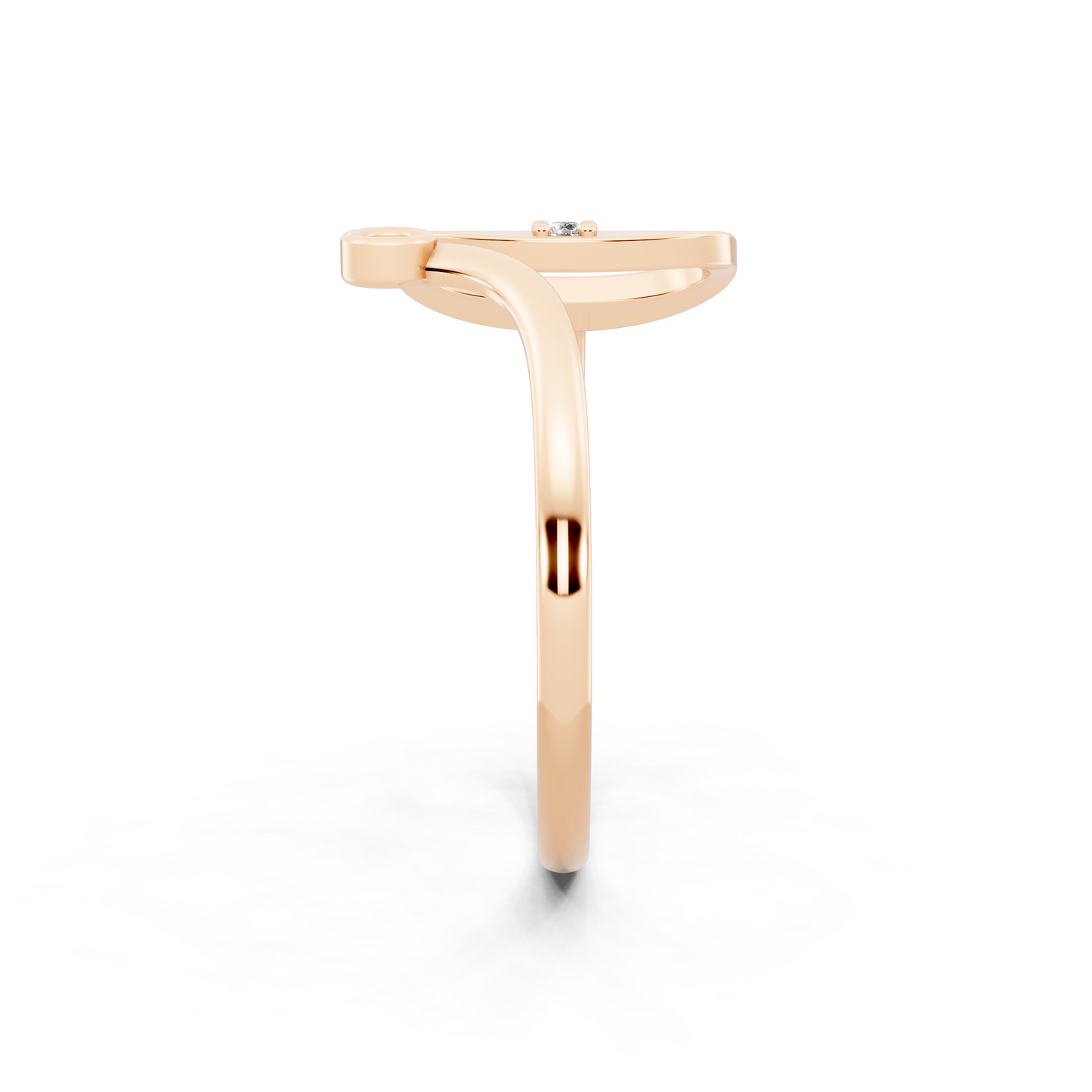 Rose Gold Sculptural Open Diamond Ring - Modern Statement Elegance