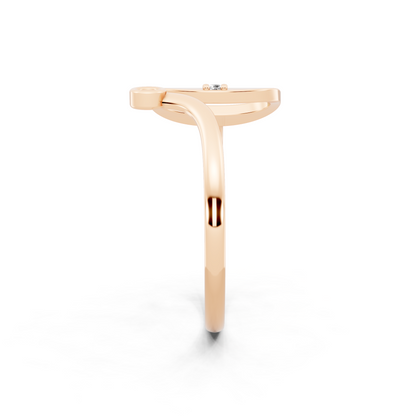 Rose Gold Sculptural Open Diamond Ring - Modern Statement Elegance