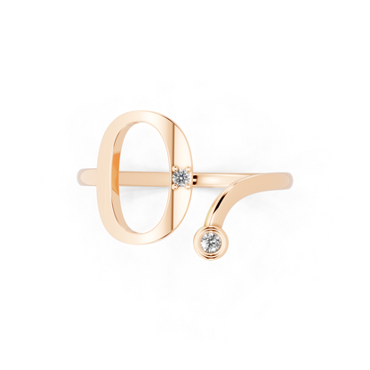 Rose Gold Sculptural Open Diamond Ring - Modern Statement Elegance