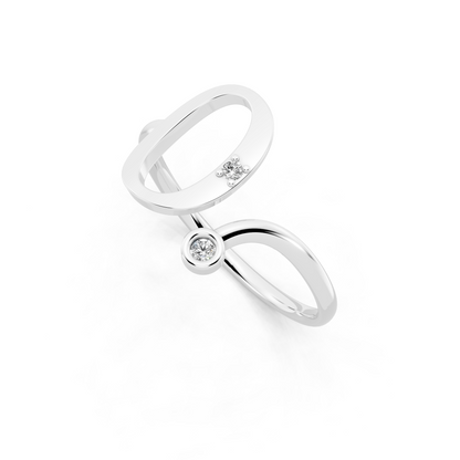 White Gold Sculptural Open Diamond Ring - Modern Statement Elegance