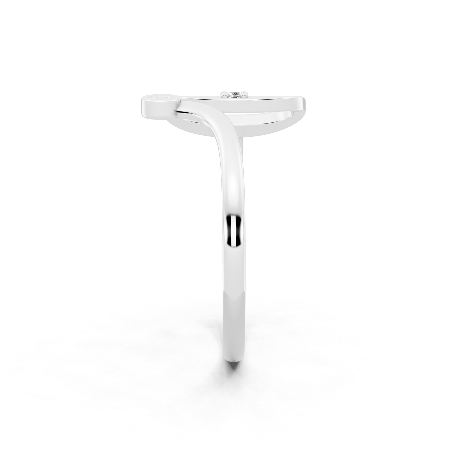 White Gold Sculptural Open Diamond Ring - Modern Statement Elegance