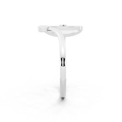 White Gold Sculptural Open Diamond Ring - Modern Statement Elegance