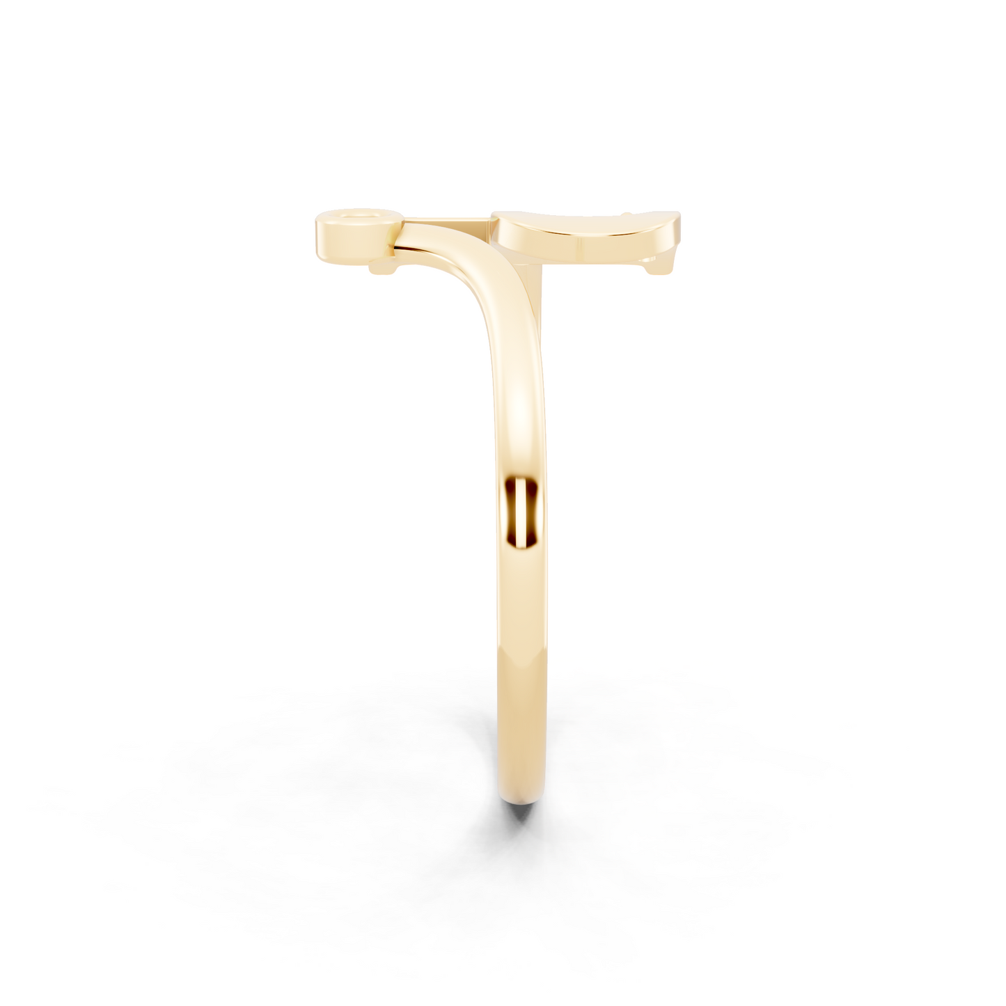Yellow Gold Letterform Open Ring - Sculptural Diamond Accent Luxury