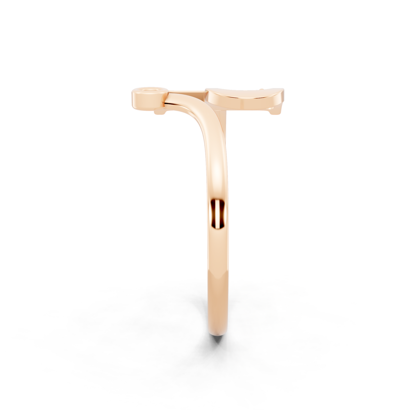 Rose Gold Letterform Open Ring - Sculptural Diamond Accent Luxury
