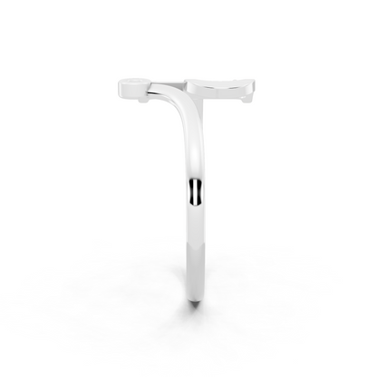 White Gold Letterform Open Ring - Sculptural Diamond Accent Luxury