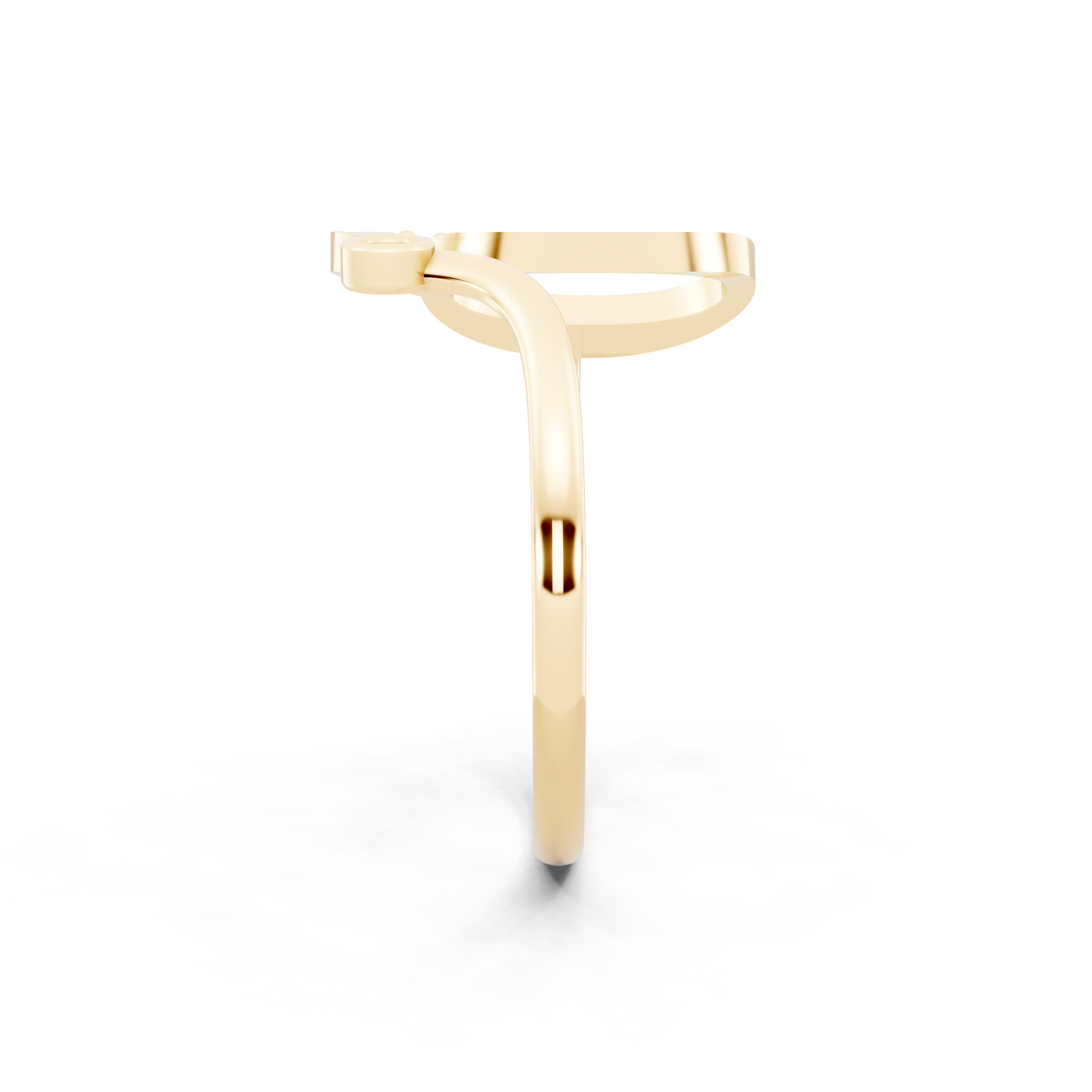 Yellow Gold Dual-Loop Open Ring - Sculptural Diamond Accent Luxury