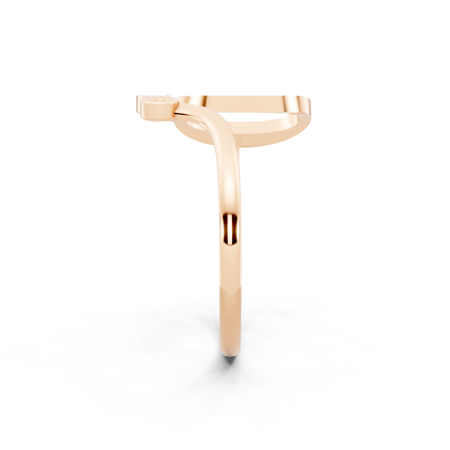 Rose Gold Dual-Loop Open Ring - Sculptural Diamond Accent Luxury