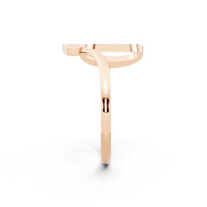 Rose Gold Dual-Loop Open Ring - Sculptural Diamond Accent Luxury