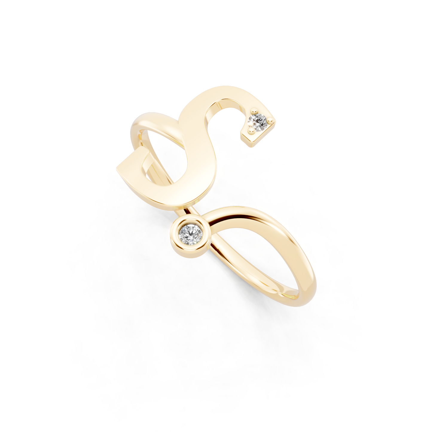 Modern Bypass Statement Ring  with Elegant White Stones
