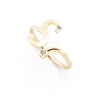 Modern Bypass Statement Ring  with Elegant White Stones