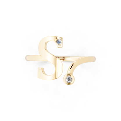 Modern Bypass Statement Ring  with Elegant White Stones