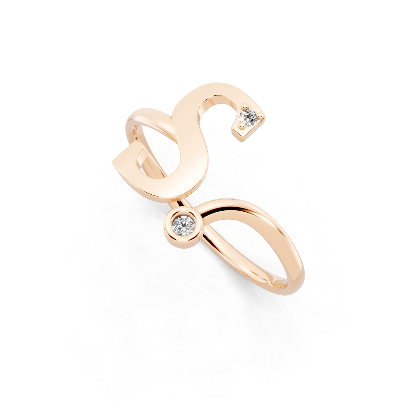 Modern Bypass Statement Ring  with Elegant White Stones