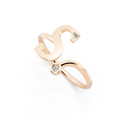 Modern Bypass Statement Ring  with Elegant White Stones