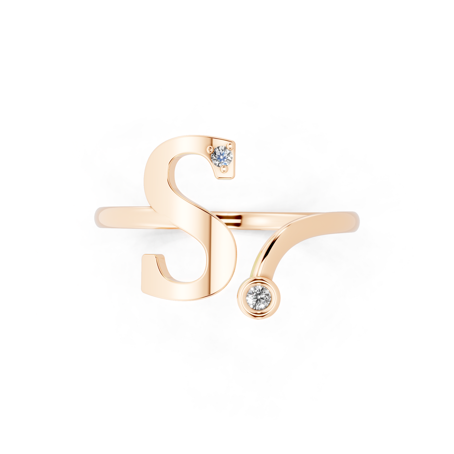 Modern Bypass Statement Ring  with Elegant White Stones