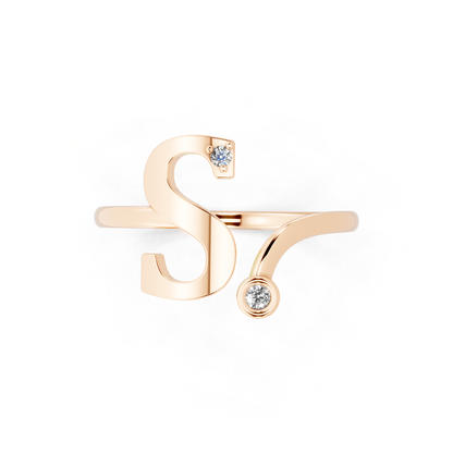 Modern Bypass Statement Ring  with Elegant White Stones
