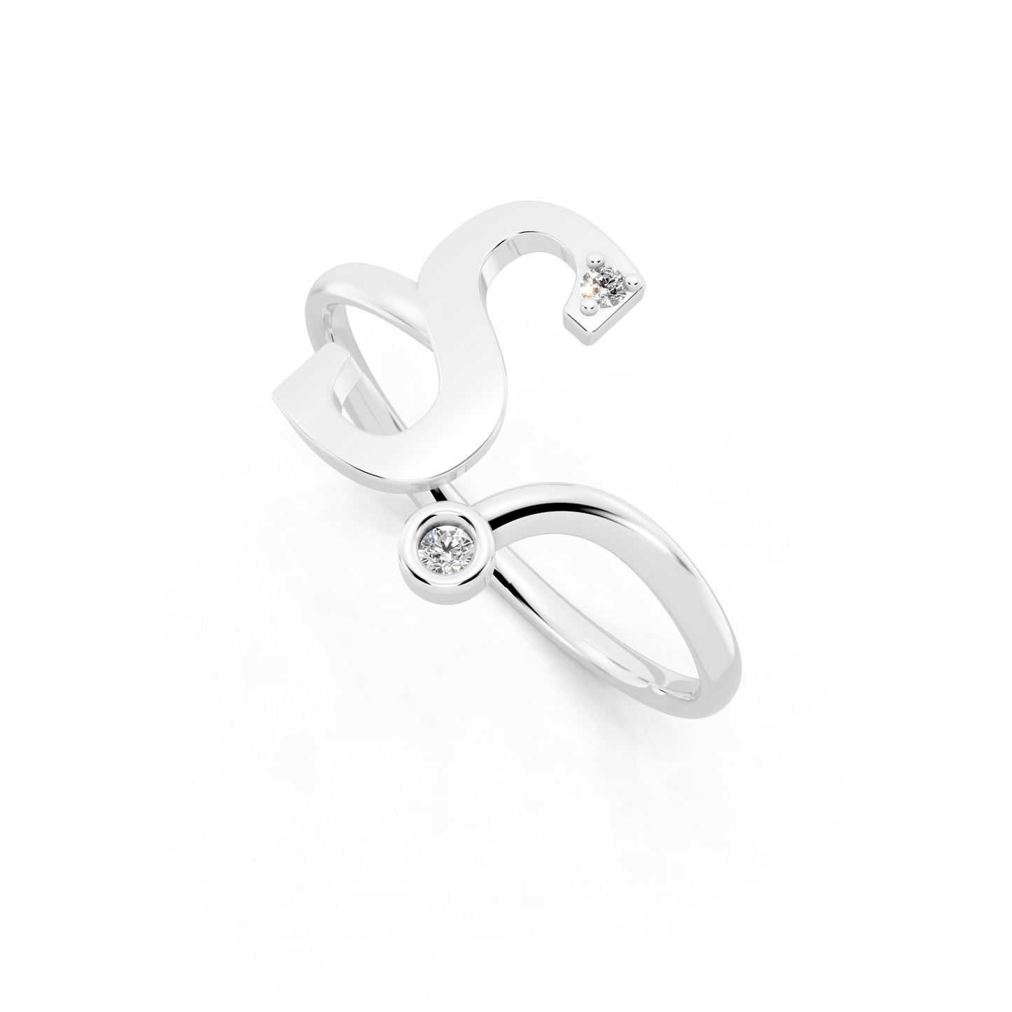 Modern Bypass Statement Ring  with Elegant White Stones