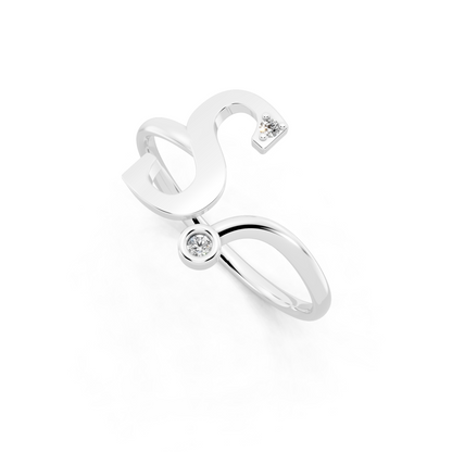 Modern Bypass Statement Ring  with Elegant White Stones