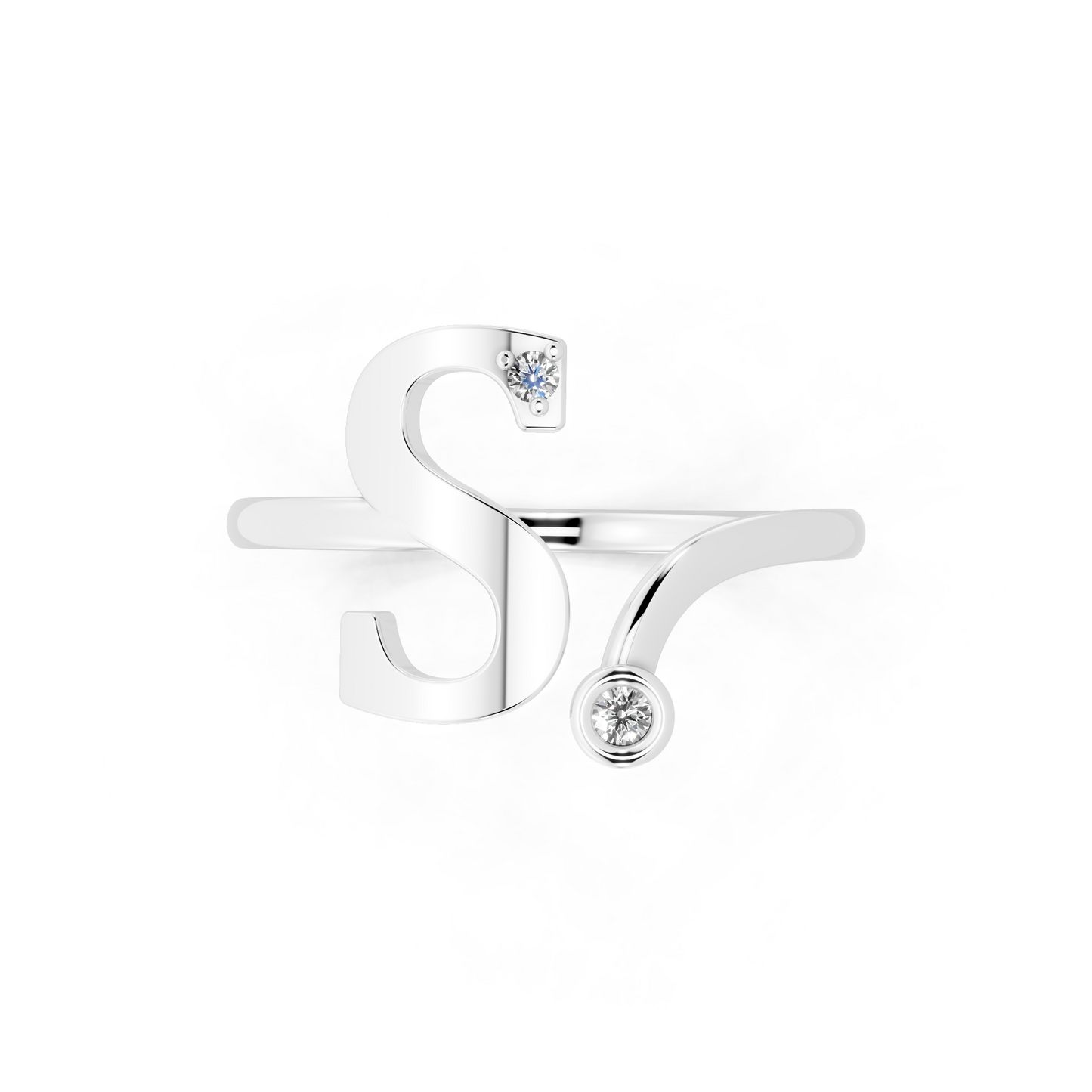 Modern Bypass Statement Ring  with Elegant White Stones