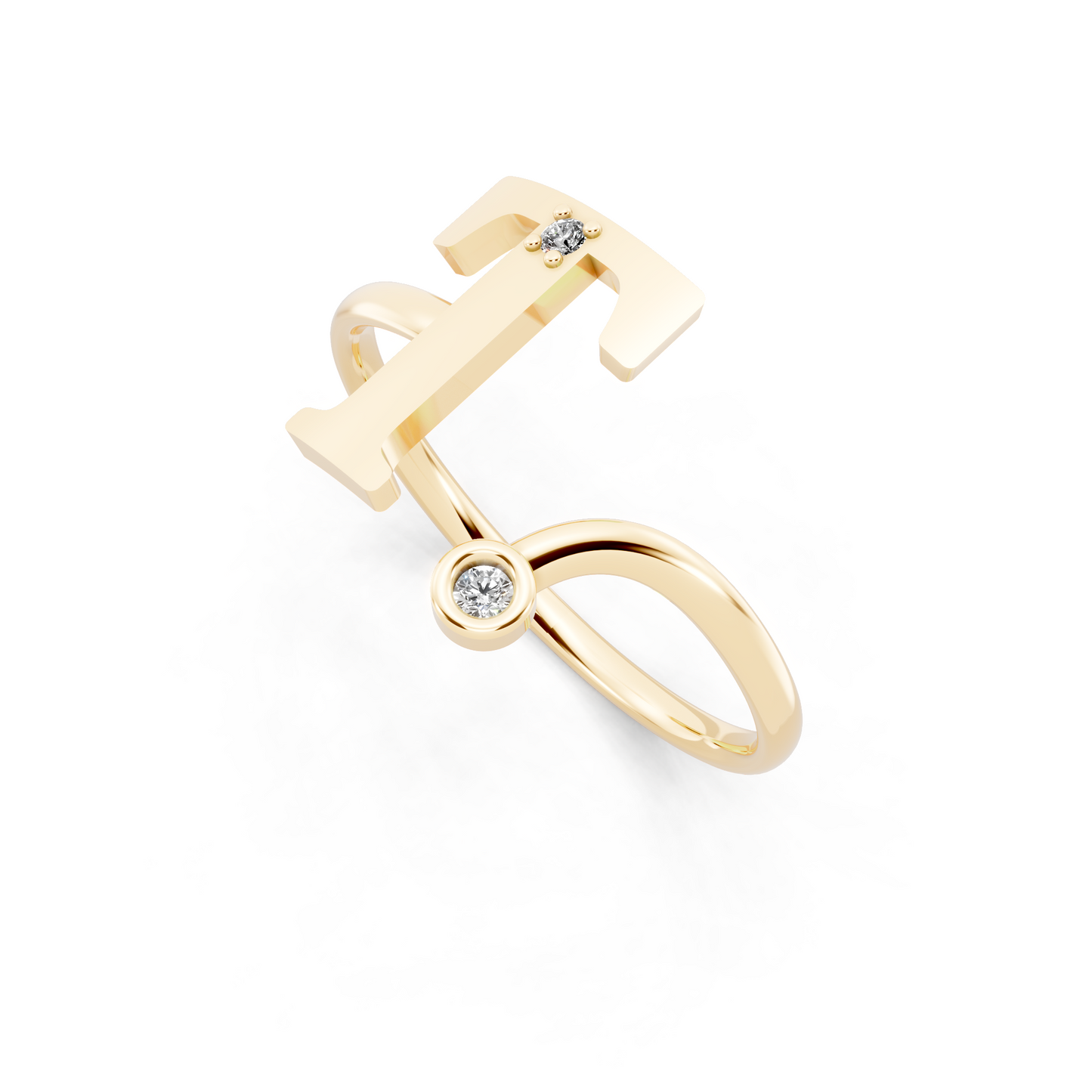 Geometric T-Bar Open Ring with Elegant White Stone Detail