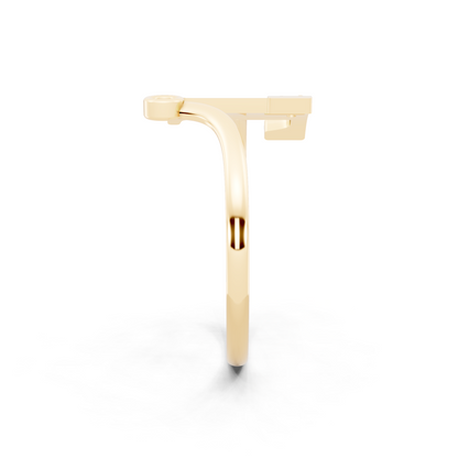 Geometric T-Bar Open Ring with Elegant White Stone Detail