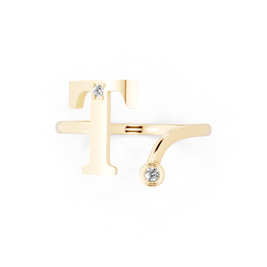 Geometric T-Bar Open Ring with Elegant White Stone Detail