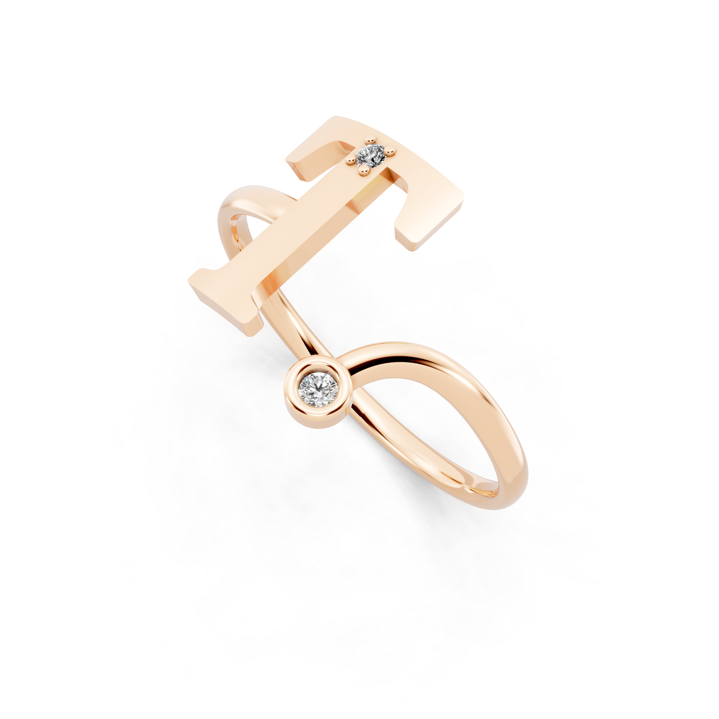 Geometric T-Bar Open Ring with Elegant White Stone Detail