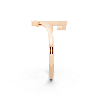 Geometric T-Bar Open Ring with Elegant White Stone Detail