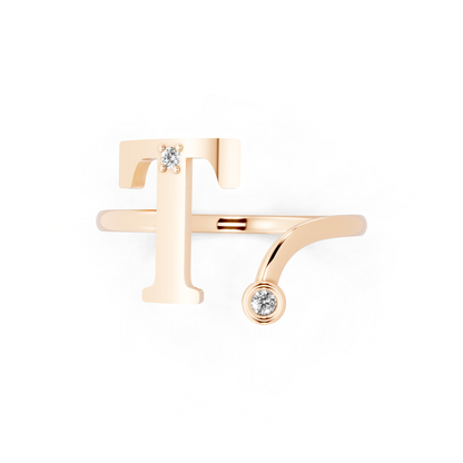 Geometric T-Bar Open Ring with Elegant White Stone Detail